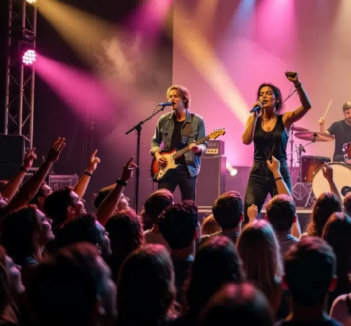 Koncert előadó reflektorfényben