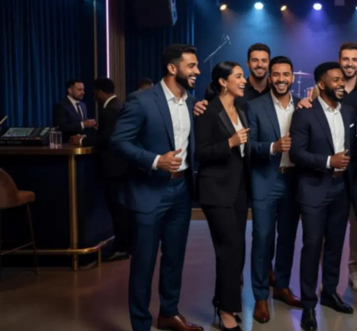Live Music Venue csapat munka közben egy modern rendezvényhelyszínen